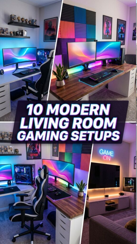 1. 10 Modern Living Room Gaming Setups for a Sleek and Futuristic Vibe
