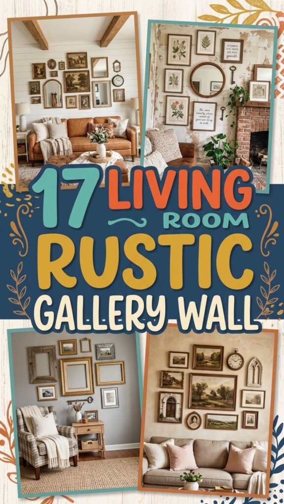 1. 17 Rustic Gallery Wall Inspirations to Warm Up Your Living Room