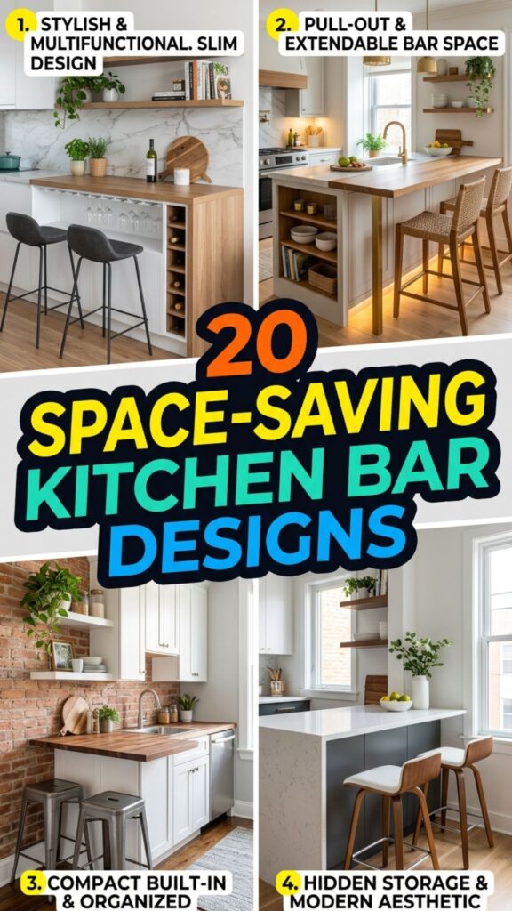 1. 20 Space-Saving Kitchen Bar Design for Small Kitchens
