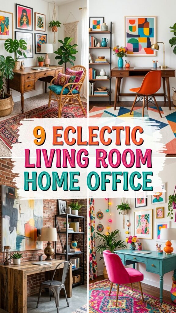 1. 9 Eclectic Living Room Home Office Ideas to Spark Creativity