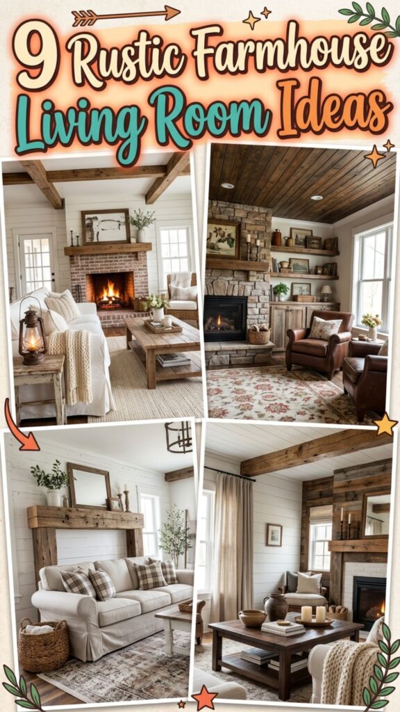 1. 9 Farmhouse Living Room Ideas to Add Rustic Elegance