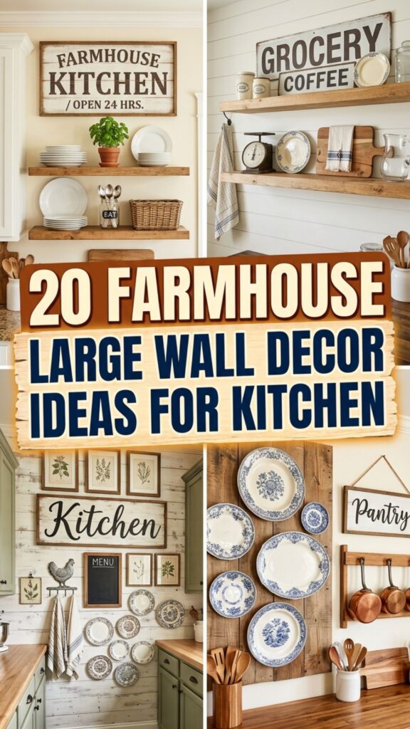 1. 20 Farmhouse Large Wall Decor Ideas for Kitchen Spaces