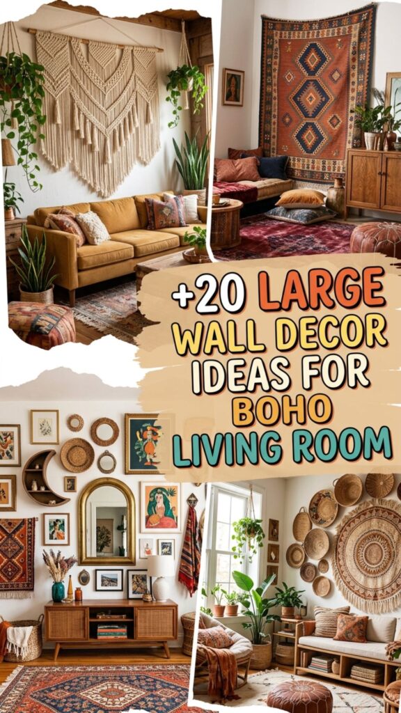 1. 20 Large Wall Decor Ideas for Boho Living Room Spaces