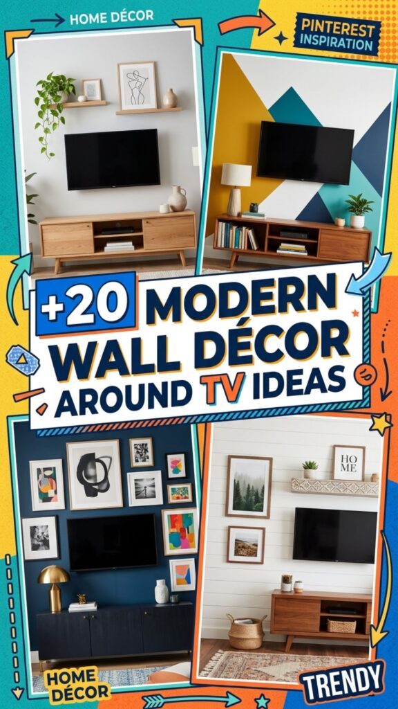1. 20 Modern Wall Décor Around TV Ideas for a Clean Look