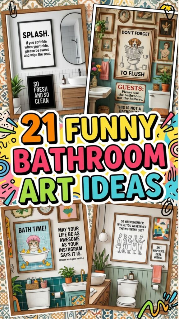 1. 21 Funny Bathroom Art Ideas That Add Personality to Your Walls