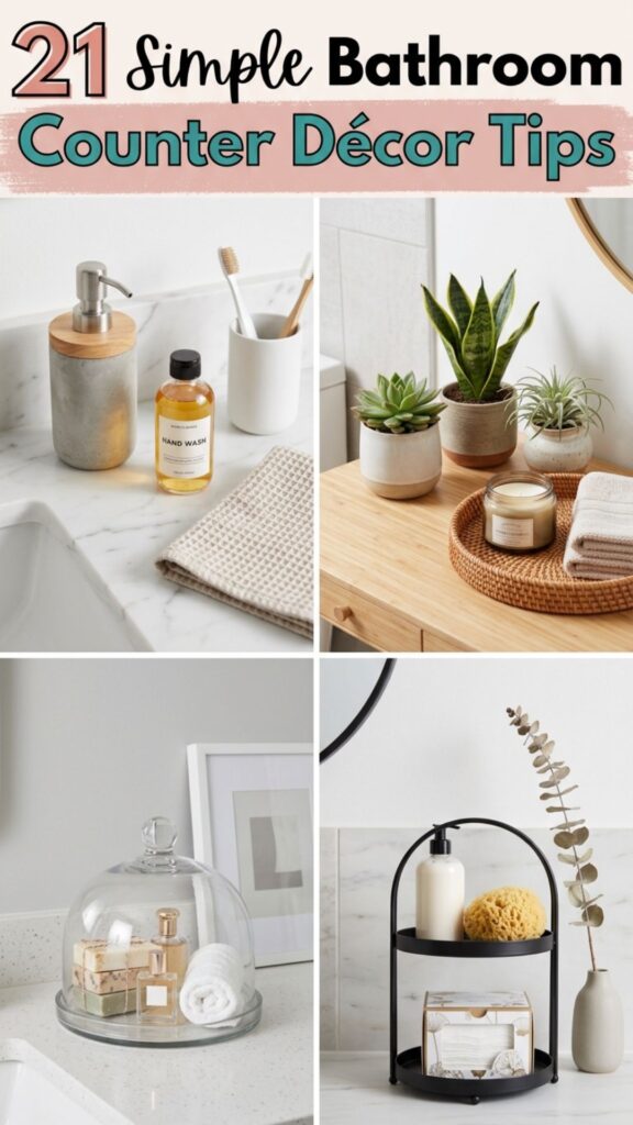 1. 21 Simple Bathroom Counter Décor Tips for a Clean, Stylish Look