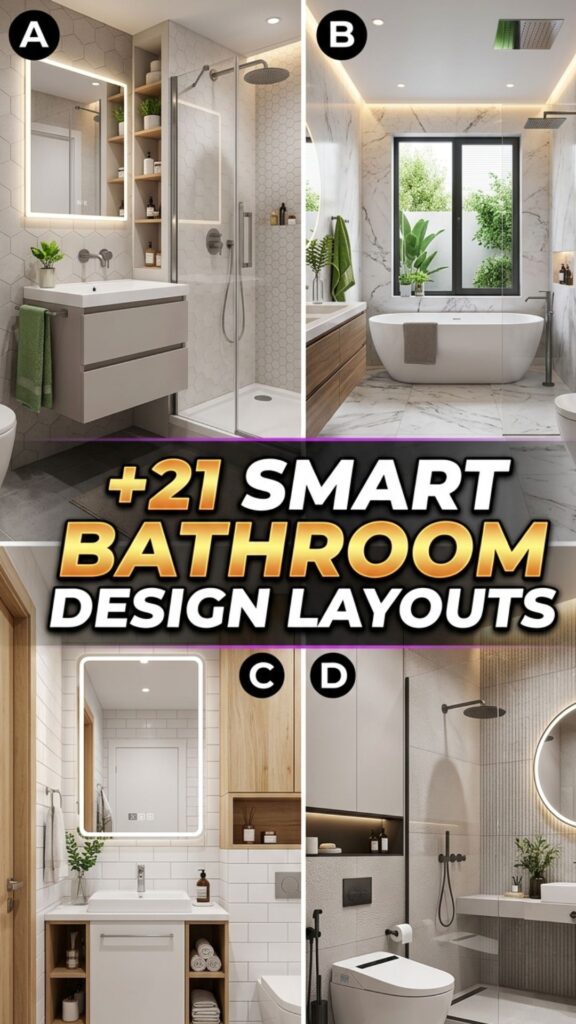 1. 21 Smart Bathroom Design Layouts for Better Space Planning