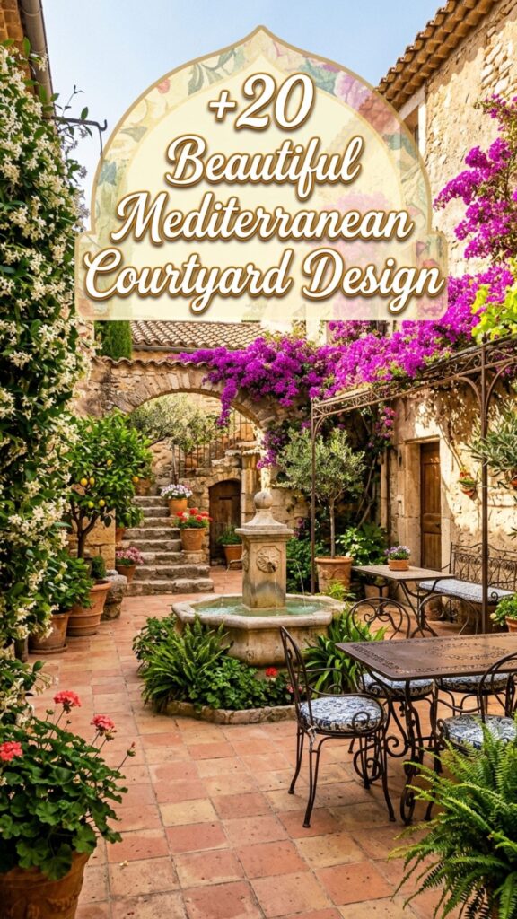 1. 20 Beautiful Mediterranean Courtyard Design Ideas for Your Home