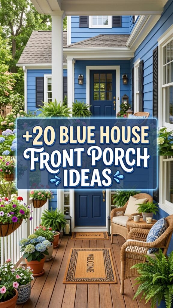 1. 20 Blue House Front Porch Ideas With Stunning Curb Appeal