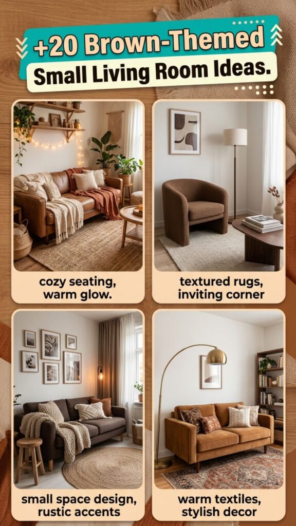 1. 20 Brown-Themed Small Living Room Decor Ideas