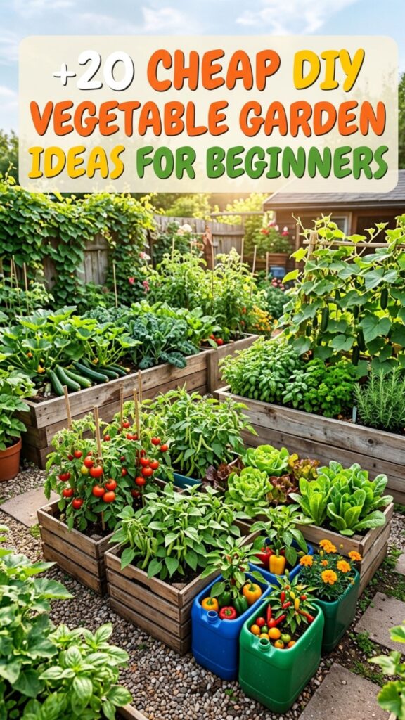 1. 20 Cheap DIY Vegetable Garden Ideas for Beginners