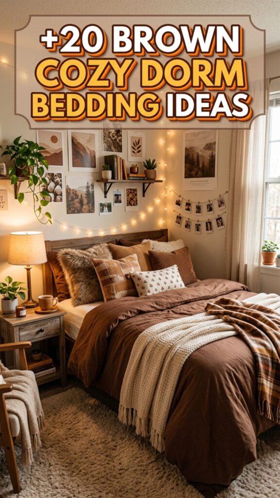 1. 20 Cozy Dorm Bedding Ideas Brown Lovers Will Adore