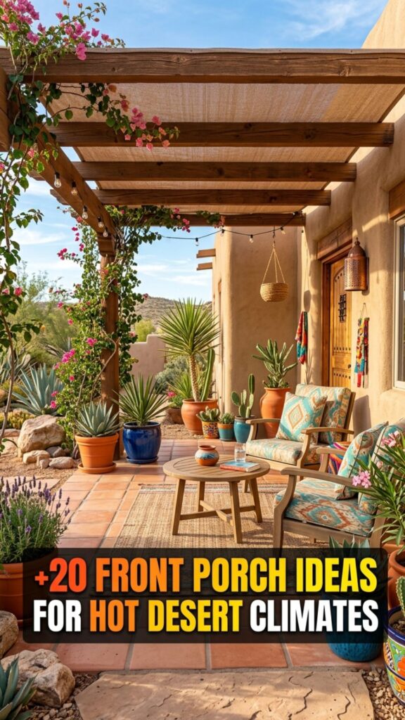 1. 20 Cozy Front Porch Ideas for Hot Desert Climates