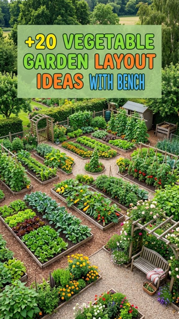 1. 20 Creative Vegetable Garden Layout Ideas With a Bench