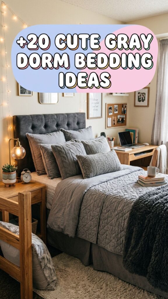 1. 20 Cute Gray Dorm Bedding Ideas for College Students