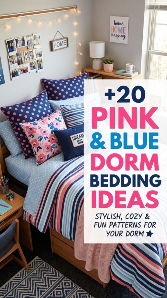 1. 20 Dreamy Pink and Blue Dorm Bedding Ideas You’ll Love