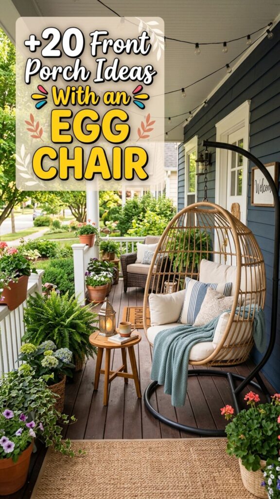 1. 20 Front Porch Ideas With an Egg Chair for a Cozy Entrance