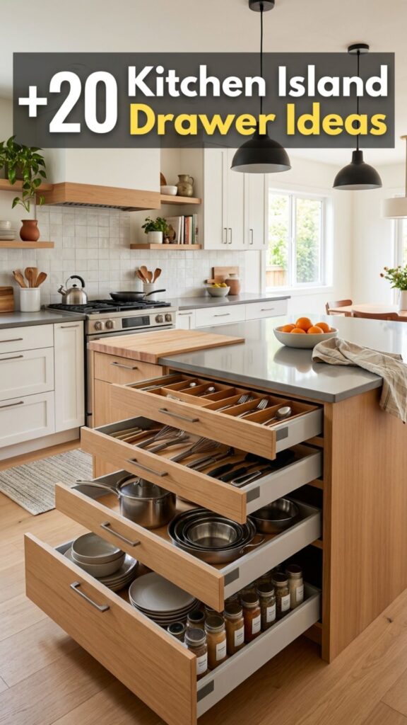 1. 20 Kitchen Island Drawer Ideas That Keep Clutter Hidden