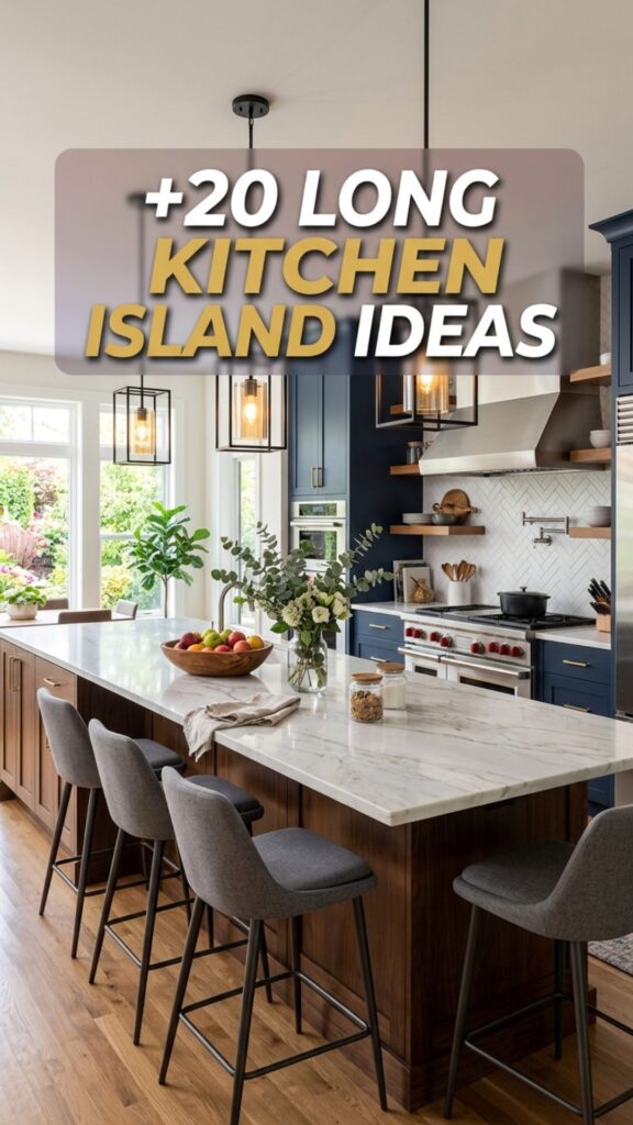 1. 20 Long Kitchen Island Ideas That Maximize Space