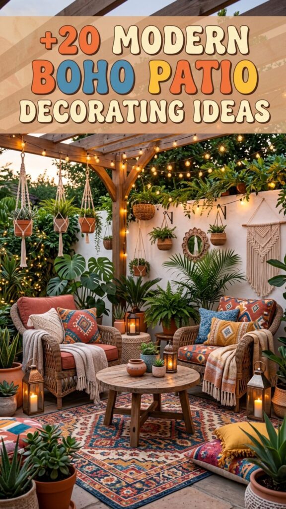 1. 20 Modern Boho Patio Decorating Ideas You’ll Love This Year