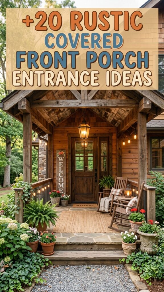 1. 20 Rustic Covered Front Porch Entrance Ideas You’ll Love