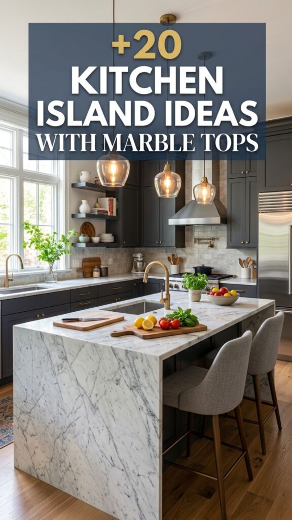 1. 20 Stunning Kitchen Island Ideas With Marble Tops