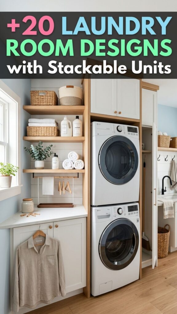 1. 20 Stylish Laundry Room Designs with Stackable Units