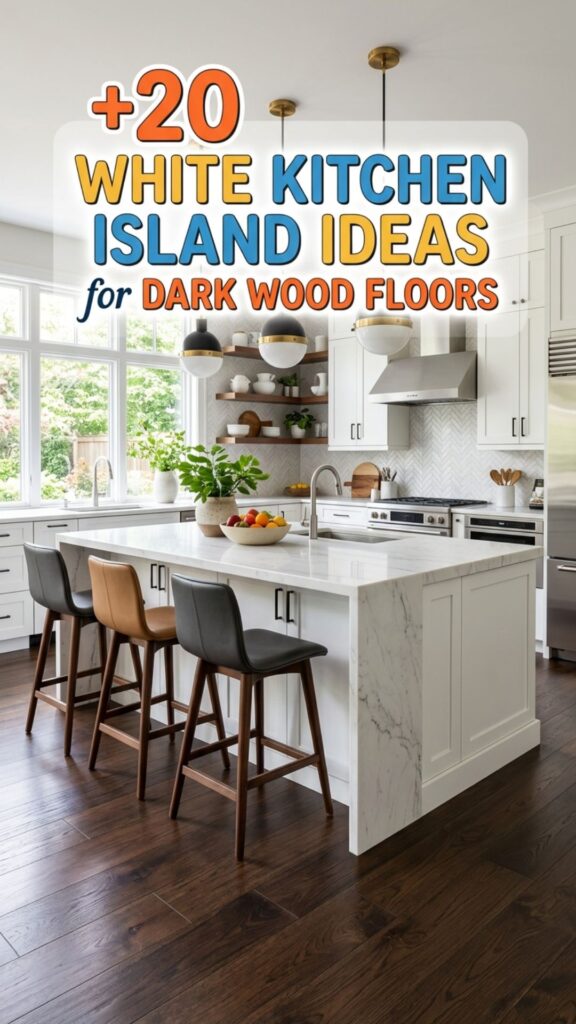 1. 20 White Kitchen Island Ideas for Dark Wood Floors
