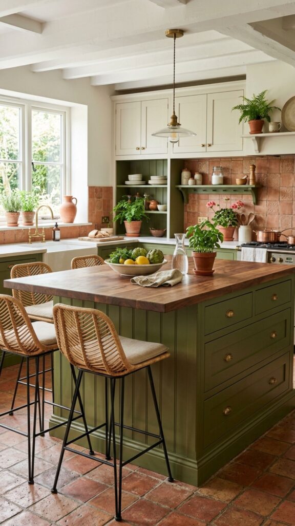 19. Green Kitchen Statement Island