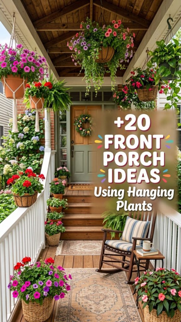 1. 20 Beautiful Front Porch Ideas Using Hanging Plants
