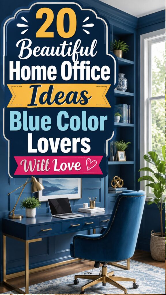 1. +20 Beautiful Home Office Ideas Blue Color Lovers Will Love