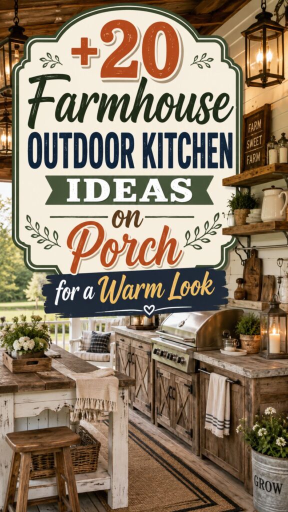 1. 20 Farmhouse Outdoor Kitchen Ideas on Porch for a Warm Look