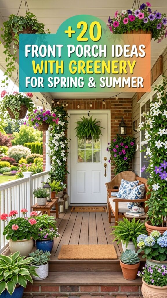 1. 20 Front Porch Ideas With Greenery for Spring and Summer