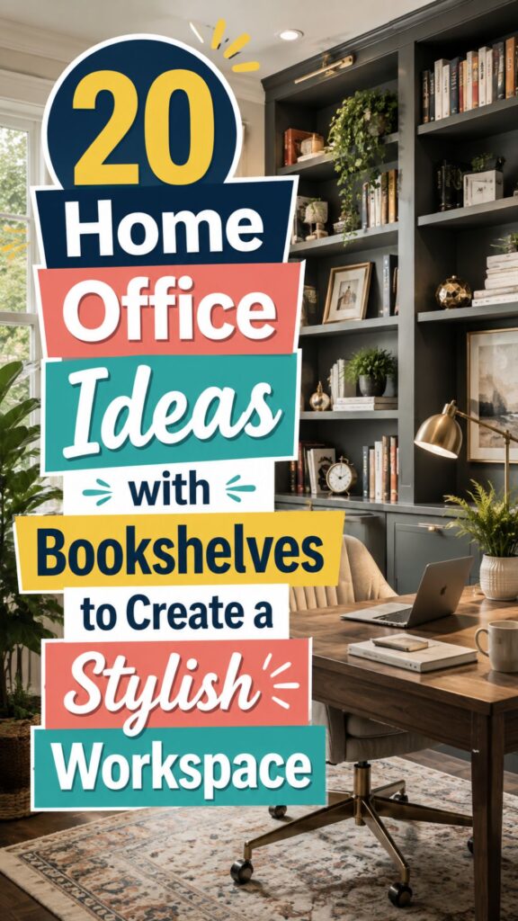 1. +20 Home Office Ideas with Bookshelves to Create a Stylish Workspace