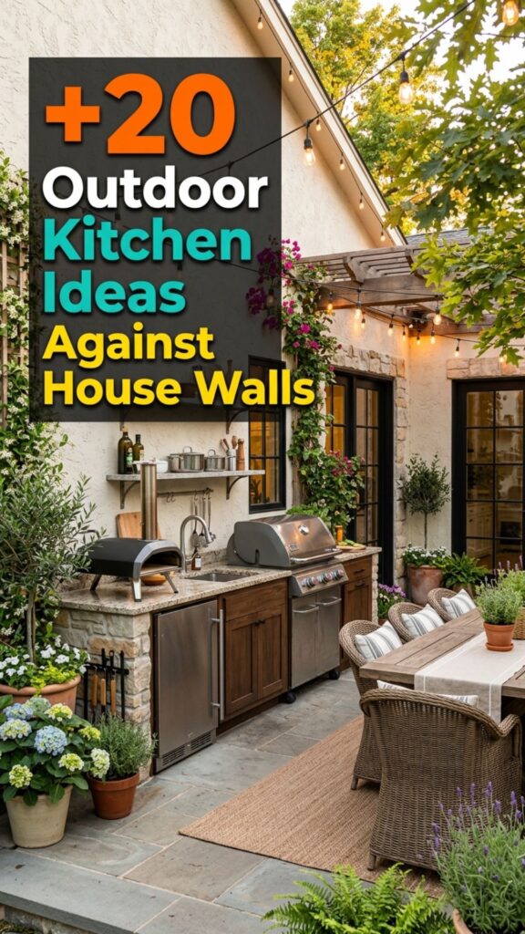 1. 20 Modern Outdoor Kitchen Ideas Against House Walls