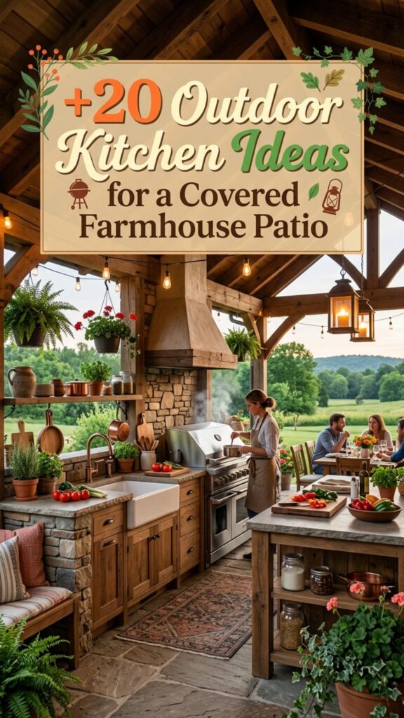 1. 20 Outdoor Kitchen Ideas for a Covered Farmhouse Patio