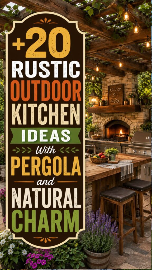 1. 20 Rustic Outdoor Kitchen Ideas With Pergola and Natural Charm