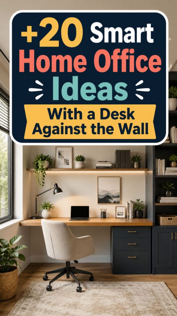 1. 20 Smart Home Office Ideas With a Desk Against the Wall