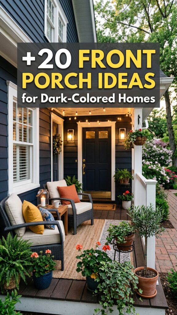 1. 20 Stunning Front Porch Ideas for Dark-Colored Homes