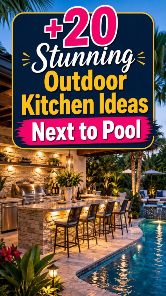 1. 20 Stunning Outdoor Kitchen Ideas Next to Pool