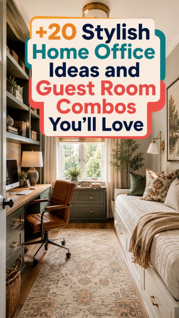 1. +20 Stylish Home Office Ideas and Guest Room Combos You’ll Love
