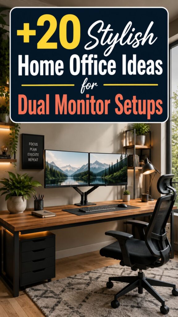 1. 20 Stylish Home Office Ideas for Dual Monitor Setups