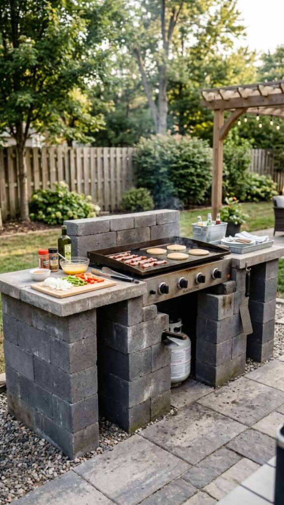 1. Build a Simple Concrete Block Griddle Surround