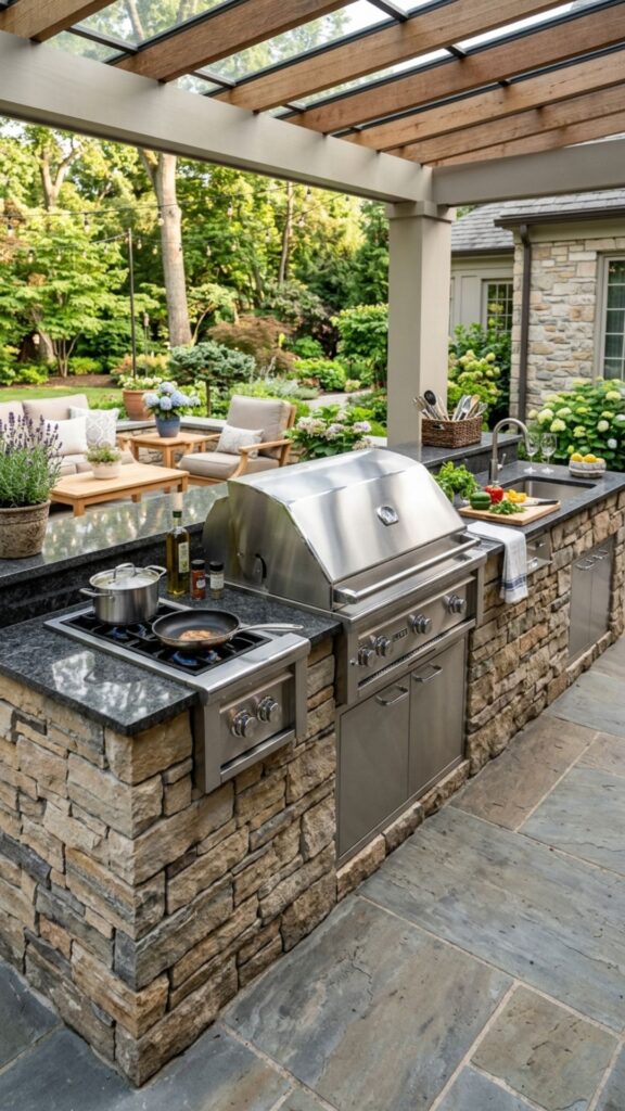 1. Built-In Gas Grill with a Custom Surround