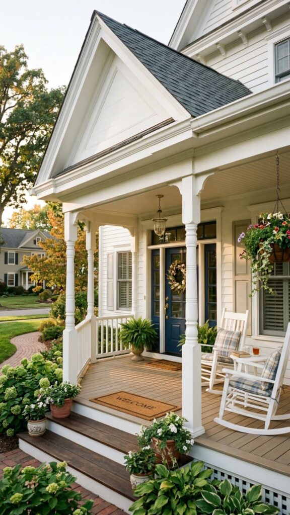 1. Classic Gable Roof Porch