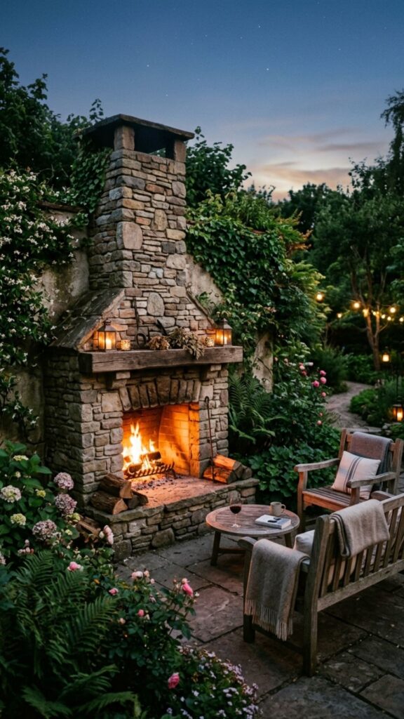 1. Classic Stacked Stone Fireplace