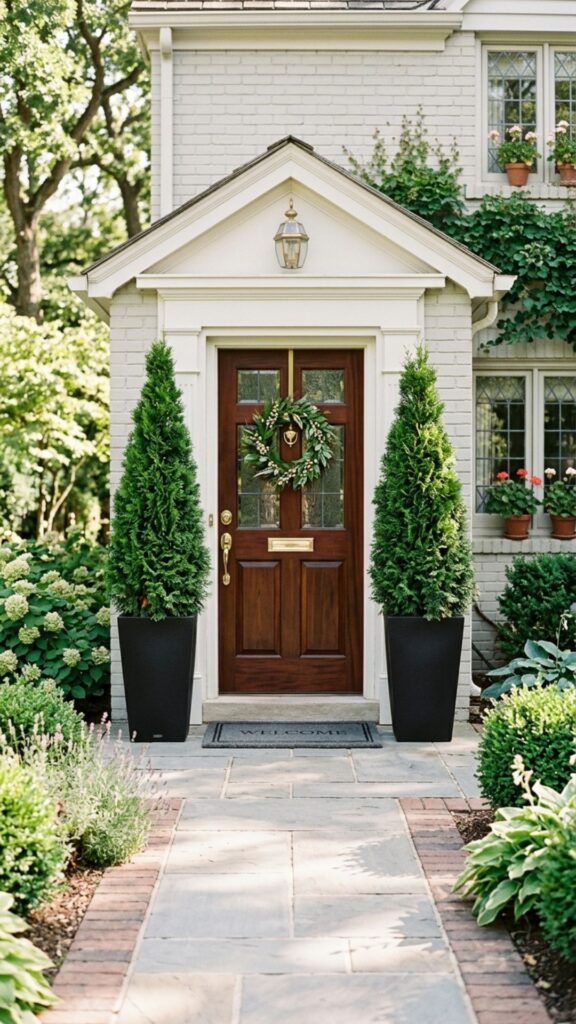 1. Frame Your Front Door with Matching Pairs