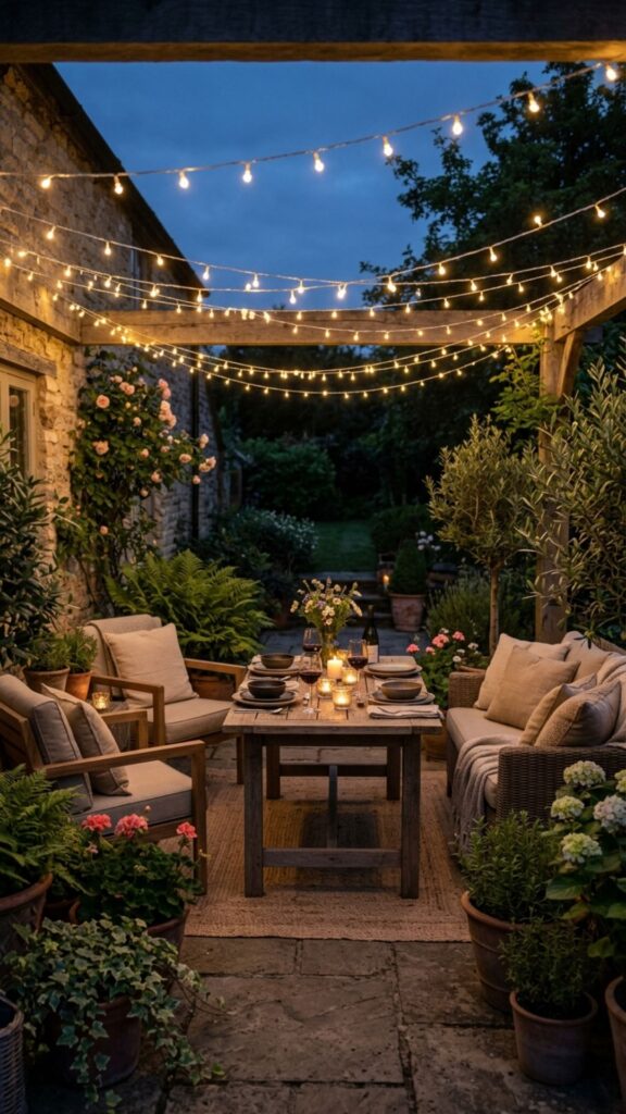 1. Hang Warm String Lights Overhead