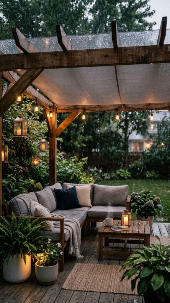1. Install a Waterproof Pergola with a Retractable Canopy