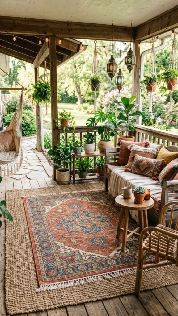 1. Layer Textured Outdoor Rugs